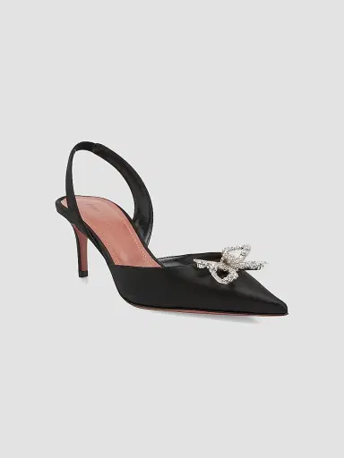 Amina Muaddi Women's Rosie 60MM Satin Slingback Pumps - Black - Size 8 | Thumbnail 2
