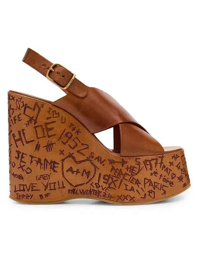 Chloé Women's Maxime 130MM Leather Platform Sandals - Brown