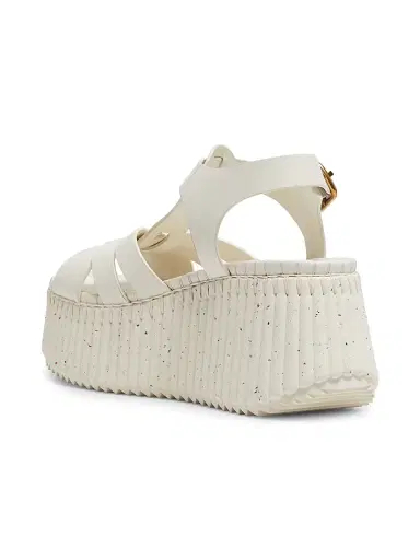 Chloé Women's Nama 80MM Leather Platform Sandals - Eggshell | Thumbnail 3 Chloé Women's Nama 80MM Leather Platform Sandals - Eggshell | Thumbnail 3