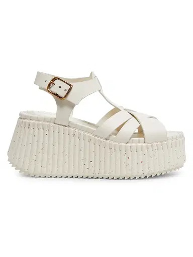 Chloé Women's Nama 80MM Leather Platform Sandals - Eggshell | Thumbnail 1 Chloé Women's Nama 80MM Leather Platform Sandals - Eggshell | Thumbnail 1
