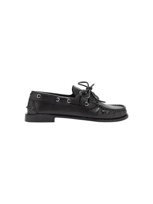 Aeyde Women's Harris Leather Lace-Up Loafers - Black