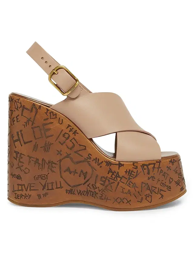 Women's Maxime 130MM Leather Platform Wedge Sandals - Blush