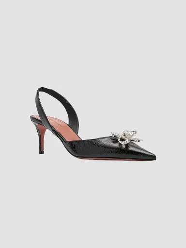 Amina Muaddi Women's Rosie Crystal 60MM Bow Leather Slingback Pumps - Black - Size 10.5 | Thumbnail 3 Amina Muaddi Women's Rosie Crystal 60MM Bow Leather Slingback Pumps - Black - Size 10.5 | Thumbnail 3