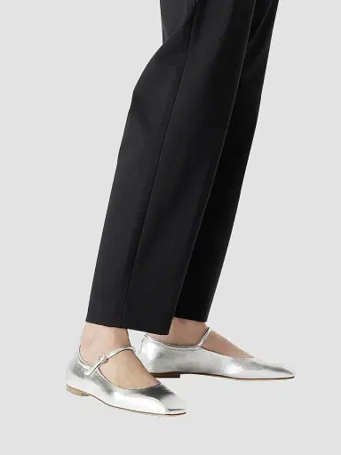 Aeyde Women's Uma Metallic Mary Jane Ballerina Flats - Silver | Thumbnail 2