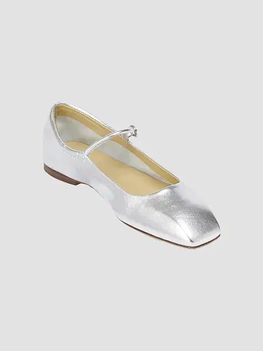 Aeyde Women's Uma Metallic Mary Jane Ballerina Flats - Silver | Thumbnail 3