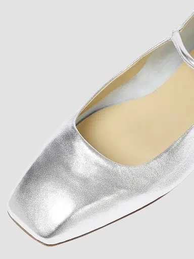 Aeyde Women's Uma Metallic Mary Jane Ballerina Flats - Silver | Thumbnail 4