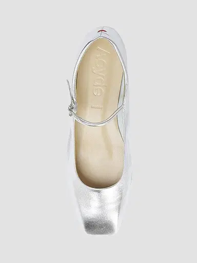 Aeyde Women's Uma Metallic Mary Jane Ballerina Flats - Silver | Thumbnail 5