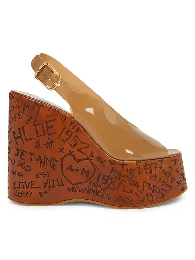 Chloé Women's Maxime 130MM Jelly Wedge Sandals - Brown | Thumbnail 1 Chloé Women's Maxime 130MM Jelly Wedge Sandals - Brown | Thumbnail 1