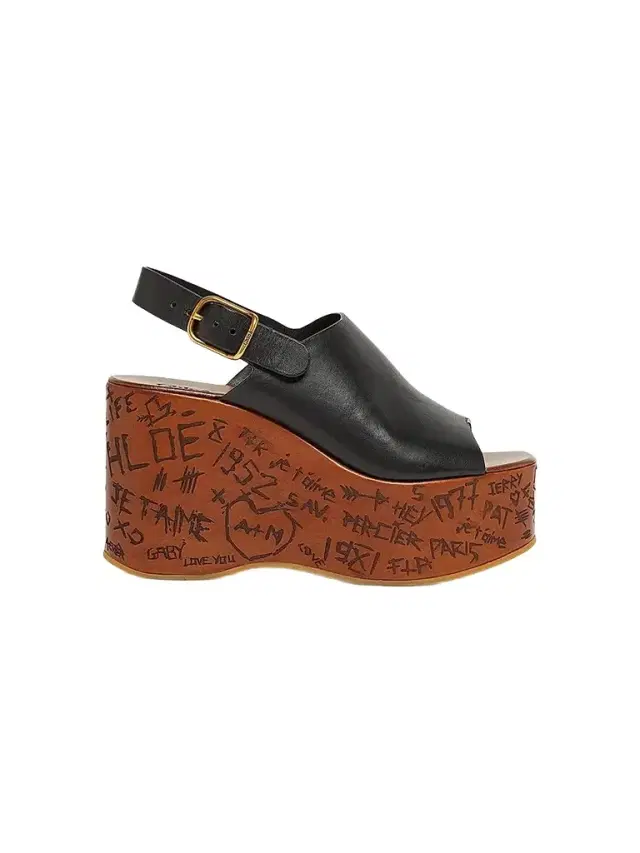 Chloé Women's Maxime 0MM Leather Wedge Sandals - Black