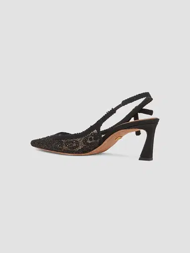 Dolce & Gabbana Women's 60MM Crystal-Embellished Lace Mesh Slingback Pumps | Thumbnail 4 Dolce & Gabbana Women's 60MM Crystal-Embellished Lace Mesh Slingback Pumps | Thumbnail 4