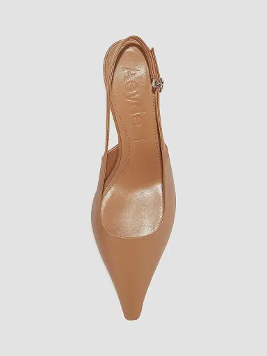 aeyde Women's Catrina Leather 35MM Kitten-Heel Slingback Pumps - Beige - Size 9 | Thumbnail 5
