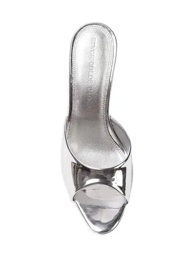 Black Suede Studio Women's Jazz 100MM Patent Mules - Silver Mirror Metallic Leather - Size 10 | Thumbnail 5