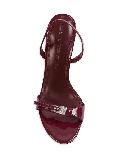 Black Suede Studio Women's Romi 100MM Patent Sandals - Ruby Patent Leather | Thumbnail 5
