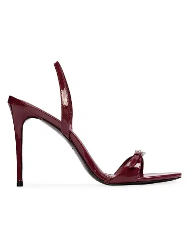 Black Suede Studio Women's Romi 100MM Patent Sandals - Ruby Patent Leather | Thumbnail 1