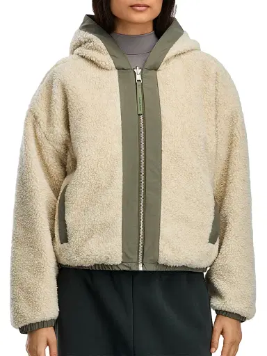 Canada Goose Women's Alberni Reversible Fleece Bomber Jacket - Light Tan Smokey Sage - Size XS | Thumbnail 4 Canada Goose Women's Alberni Reversible Fleece Bomber Jacket - Light Tan Smokey Sage - Size XS | Thumbnail 4
