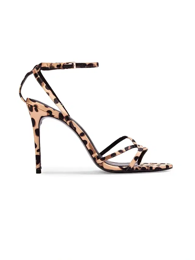 Black Suede Studio Women's Miley 100MM Satin Sandals - Cheetah Satin