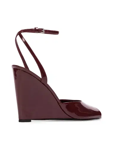 Black Suede Studio Women's Idetta 100MM Wedge Sandals - Raisin Patent Leather - Size 5 | Thumbnail 4 Black Suede Studio Women's Idetta 100MM Wedge Sandals - Raisin Patent Leather - Size 5 | Thumbnail 4