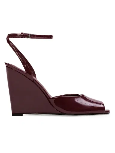 Black Suede Studio Women's Idetta 100MM Wedge Sandals - Raisin Patent Leather - Size 5 | Thumbnail 1 Black Suede Studio Women's Idetta 100MM Wedge Sandals - Raisin Patent Leather - Size 5 | Thumbnail 1