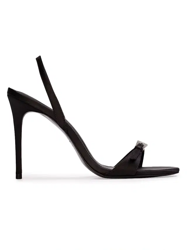 Black Suede Studio Women's Romi 100MM Satin Sandals - Black Satin