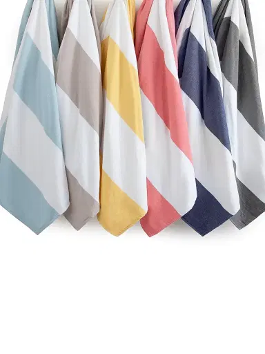 Kassatex Block Stripe Beach Towel - Seaglass White | Thumbnail 1