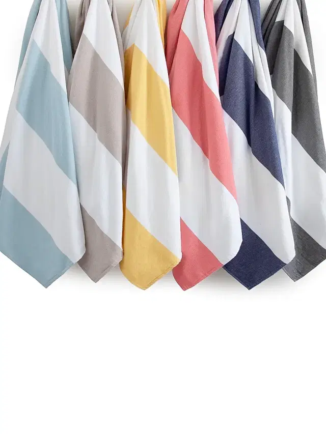 Kassatex Block Stripe Beach Towel - Seaglass White