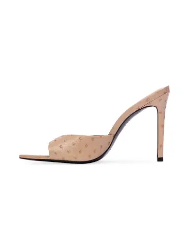 Black Suede Studio Women's Brea 100MM Ostrich Mules - Nude Ostrich Leather - Size 10 | Thumbnail 4 Black Suede Studio Women's Brea 100MM Ostrich Mules - Nude Ostrich Leather - Size 10 | Thumbnail 4