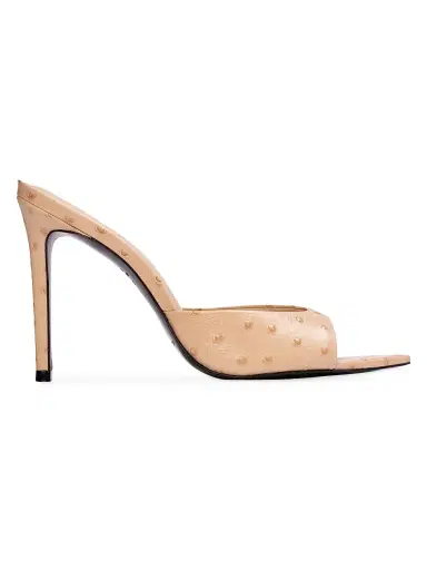 Black Suede Studio Women's Brea 100MM Ostrich Mules - Nude Ostrich Leather - Size 10 | Thumbnail 1 Black Suede Studio Women's Brea 100MM Ostrich Mules - Nude Ostrich Leather - Size 10 | Thumbnail 1