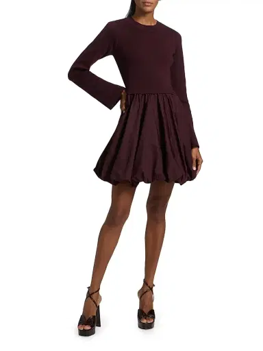 If Only Studio Women's Mixed-Media Balloon-Skirt Minidress | Thumbnail 2