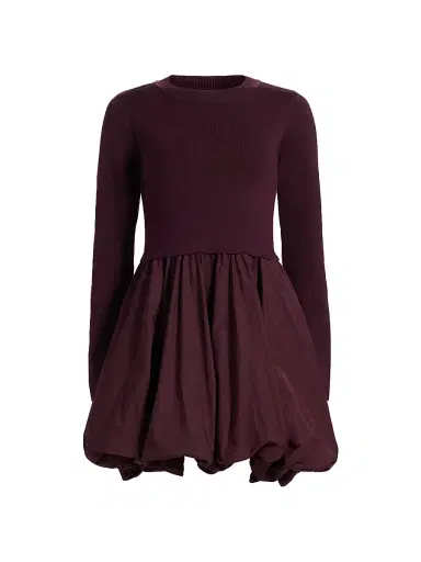 If Only Studio Women's Mixed-Media Balloon-Skirt Minidress | Thumbnail 1