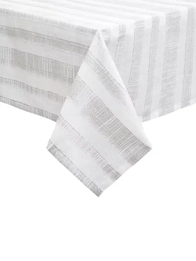 Mode Living Seville Silver Foil Tablecloth - White Silver 90 Round