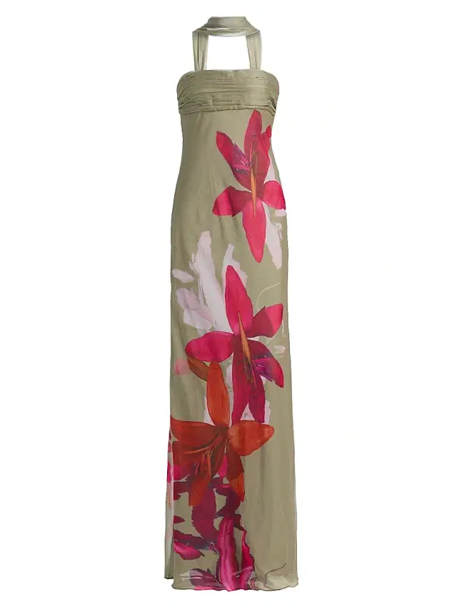 AMUR Women's Palma Floral Chiffon Bias Gown - River Lily Rapids