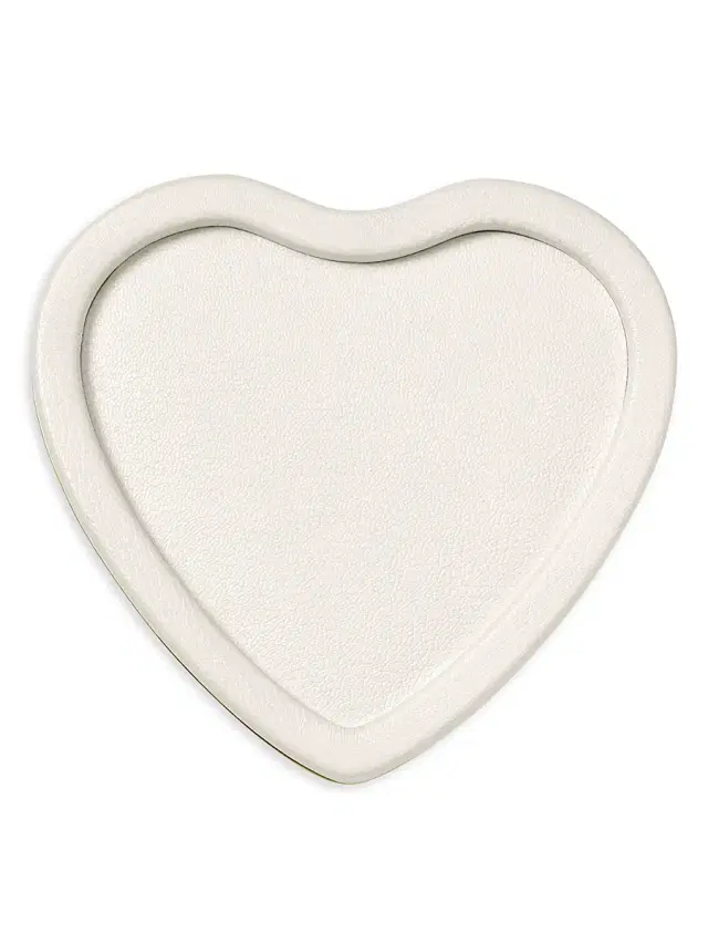 AERIN Piero Leather Heart Tray - White