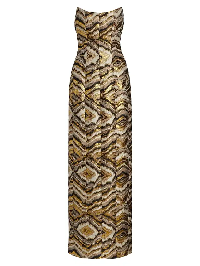 Markarian Women's Odessa Metallic Jacquard Gown - Metallic Woodgrain