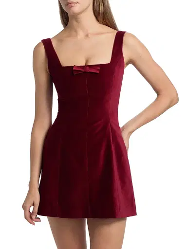Markarian Women's Brooke Velvet Fit & Flare Minidress - Burgandy | Thumbnail 3 Markarian Women's Brooke Velvet Fit & Flare Minidress - Burgandy | Thumbnail 3