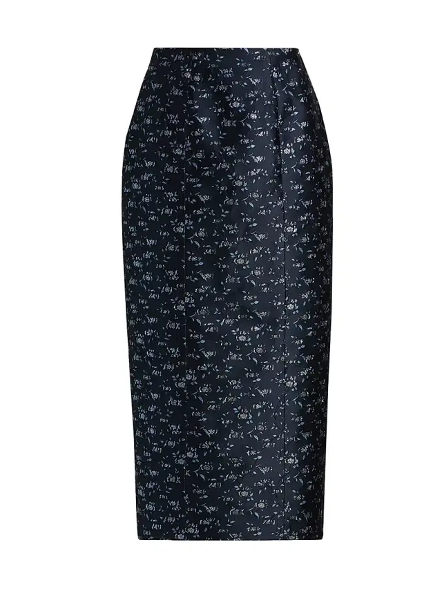 Markarian Women's Tammy Floral Brocade Midi-Skirt - Navy Blue