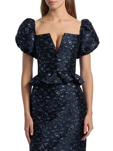 Markarian Women's Sylvan Floral Brocade Balloon-Sleeve Top | Thumbnail 3