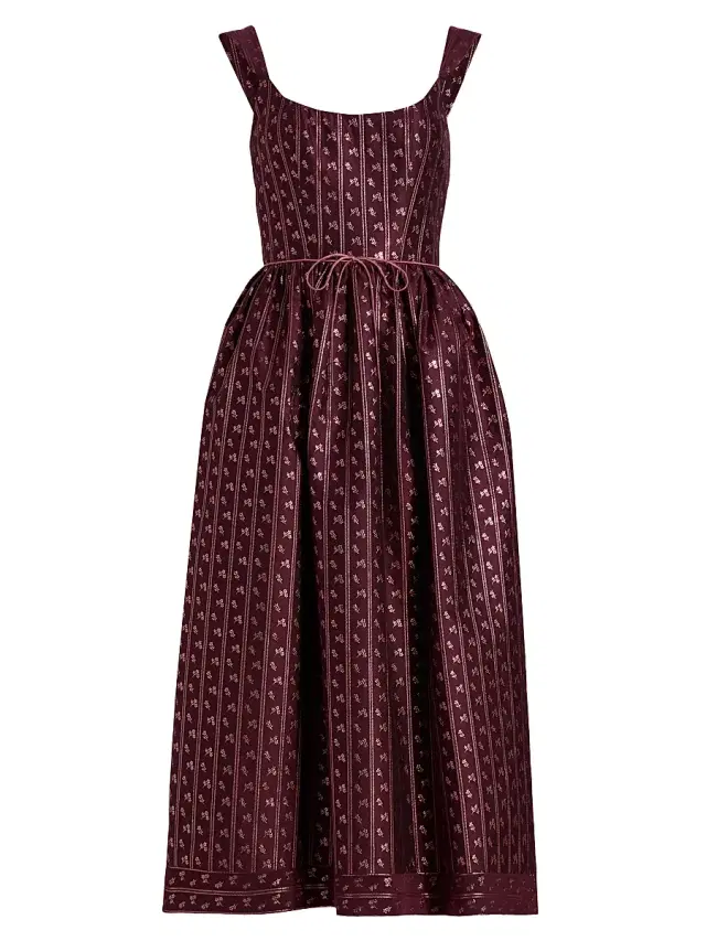 Markarian Women's Apple Brocade Scoopneck Midi-Dress - Burgandy