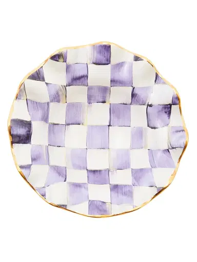 MacKenzie-Childs Plum Check Fluted Ceramic Breakfast Bowl | Thumbnail 3 MacKenzie-Childs Plum Check Fluted Ceramic Breakfast Bowl | Thumbnail 3