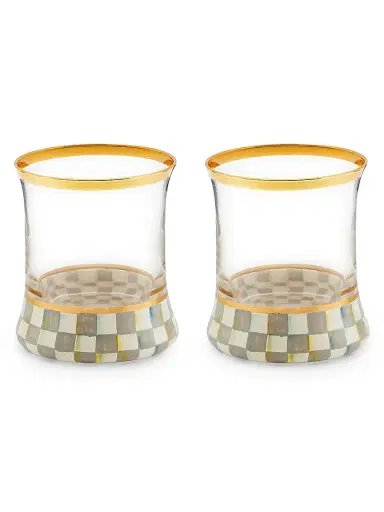MacKenzie-Childs Sterling Check 2-Piece Tumbler Glass Set | Thumbnail 1 MacKenzie-Childs Sterling Check 2-Piece Tumbler Glass Set | Thumbnail 1