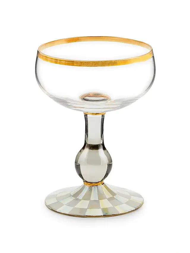MacKenzie-Childs Sterling Check Coupe Glass