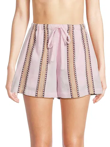 lemlem Women's Safia Striped Jacquard Shorts - Munit Pink | Thumbnail 3 lemlem Women's Safia Striped Jacquard Shorts - Munit Pink | Thumbnail 3