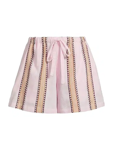 lemlem Women's Safia Striped Jacquard Shorts - Munit Pink | Thumbnail 1 lemlem Women's Safia Striped Jacquard Shorts - Munit Pink | Thumbnail 1
