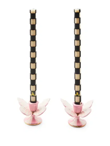 MacKenzie-Childs Rosy Check Butterfly Candle Holders, Set of 2 | Thumbnail 2 MacKenzie-Childs Rosy Check Butterfly Candle Holders, Set of 2 | Thumbnail 2