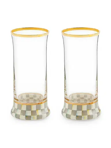 MacKenzie-Childs Sterling Check 2-Piece Highball Glass Set | Thumbnail 1 MacKenzie-Childs Sterling Check 2-Piece Highball Glass Set | Thumbnail 1