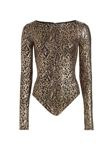 Lapointe Women's Boatneck Snake-Print Bodysuit - Pale Gold - Size XS | Thumbnail 1 Lapointe Women's Boatneck Snake-Print Bodysuit - Pale Gold - Size XS | Thumbnail 1