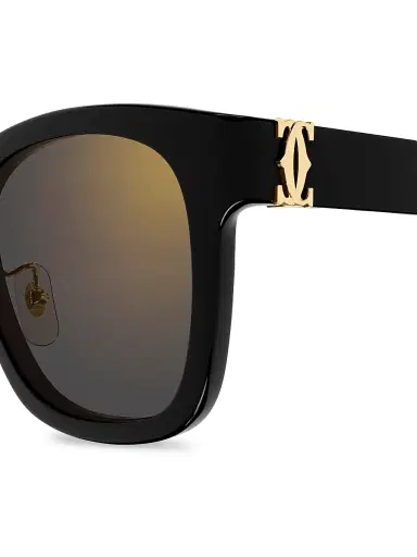 Cartier Women's Double C 54MM Square Sunglasses - Black | Thumbnail 4
