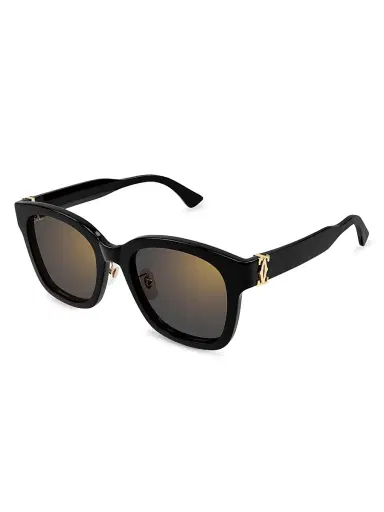 Cartier Women's Double C 54MM Square Sunglasses - Black | Thumbnail 1