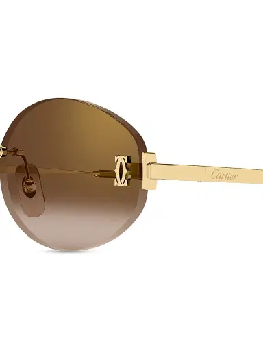 Cartier Women's Double C 55MM Oval Sunglasses - Gold Yellow | Thumbnail 3
