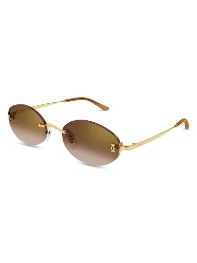 Cartier Women's Double C 55MM Oval Sunglasses - Gold Yellow | Thumbnail 1