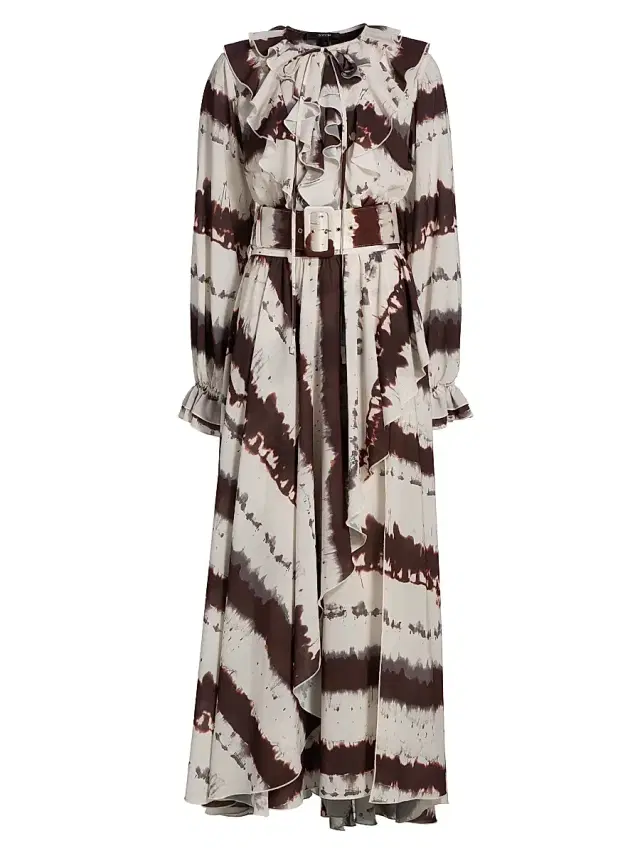 Toccin Women's Petra Printed Ruffle Midi-Dress - Deep Spice Multi Tie Dye